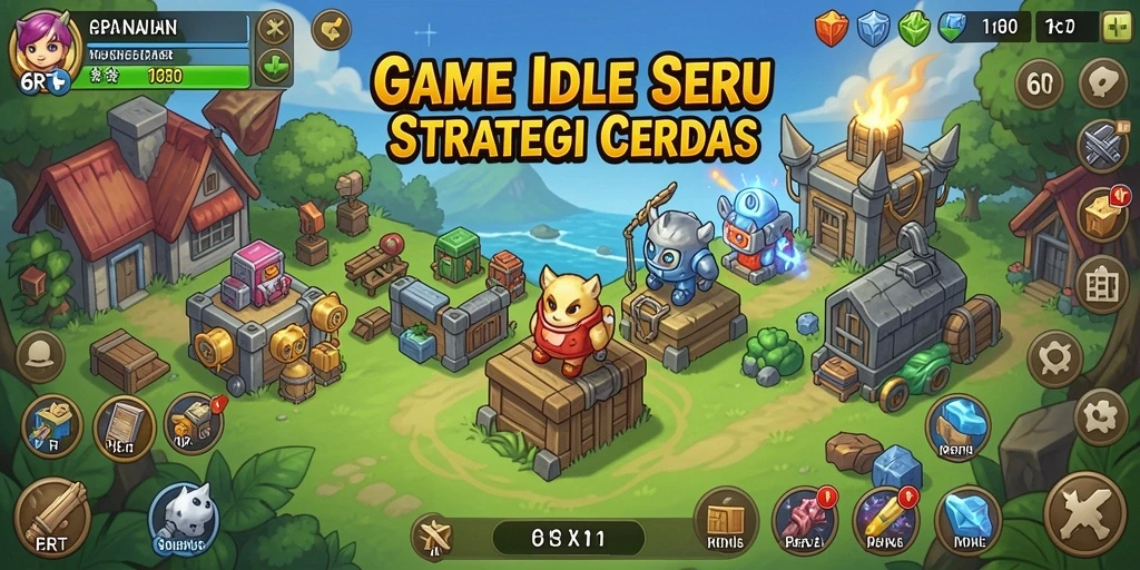 Screenshot gameplay 6RT yang menampilkan kemajuan karakter Idle.