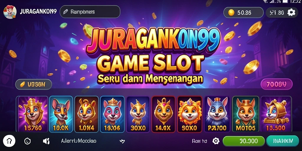 Tangkapan layar gameplay seru JURAGANKOIN99 dengan berbagai mesin slot.