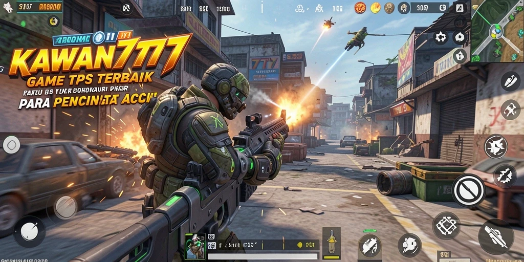 Screenshot KAWAN777 menampilkan aksi seru dalam gameplay TPS.