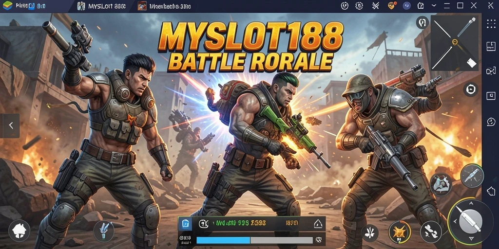 Tampilan screenshot MYSLOT188 menampilkan aksi seru dalam gameplay Battle Royale.