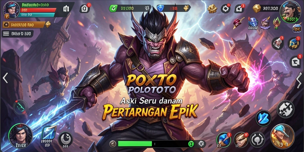Screenshot POLOTOTO menunjukkan aksi seru dalam pertempuran antar karakter.