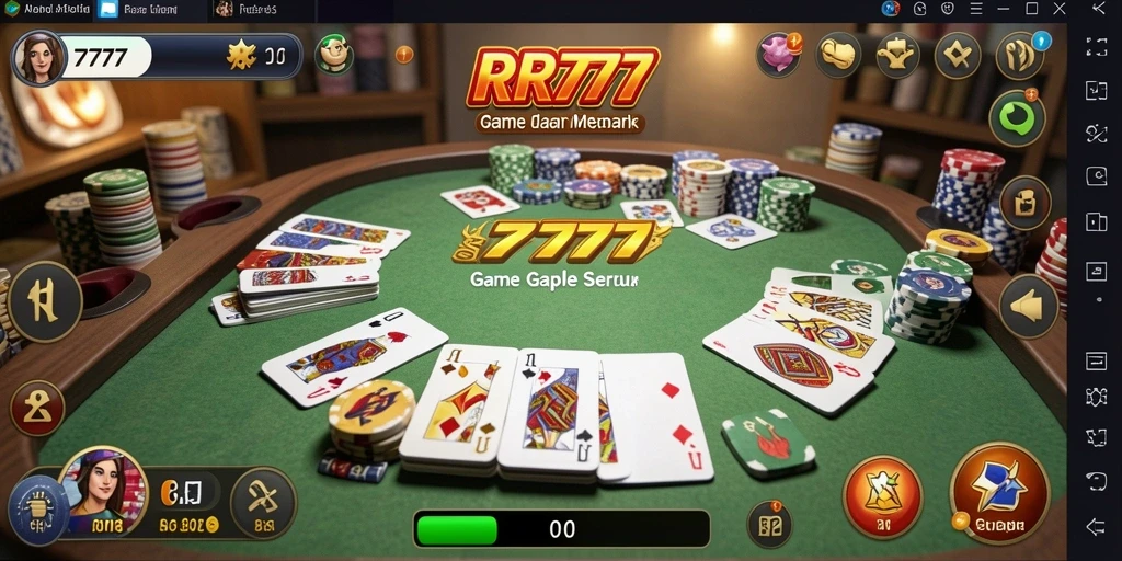 Tangkapan layar gameplay RR777 yang menunjukkan interaksi seru antar pemain Gaple.